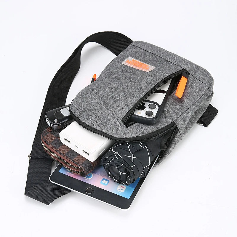 Casual Men Chest Bag Nylon Small Shoulder Bag Running Cycling Belt Sling Bag Outdoor Sport Crossbody Bag Travel Phone Pouch Bag