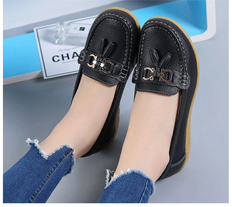 Women Flats Leather Woman Casual Shoes outdoors Slip-on Loafers Female Boat Shoes Fashion Comfortable Ballet Flat Big Size