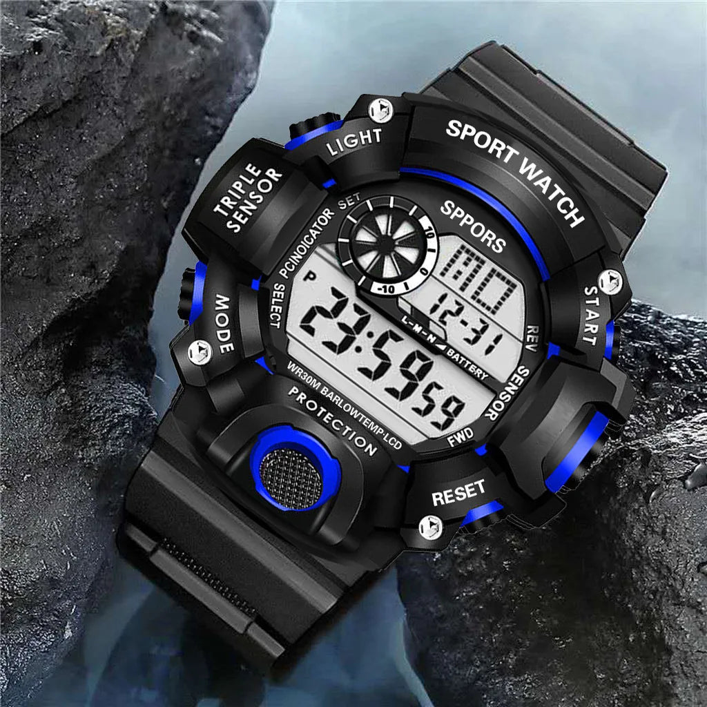 YIKAZE Men's LED Digital Watch Men Sport Watches Fitness Electronic Watch Multifunction Military Sports Watches Clock Kids Gifts