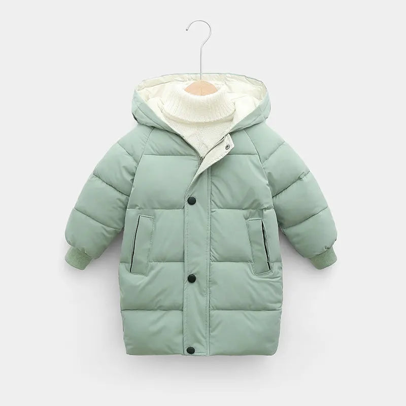 Kids Down Outerwear Winter Clothes Teen Boys Girls Cotton-Padded Parka Coats 2-12Y Brazil Children Thicken Warm Long Jackets