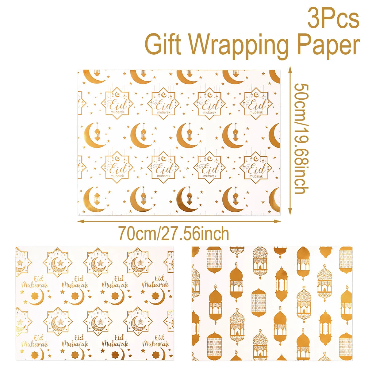 Eid Mubarak Kraft Wrapping Paper Eid Ramadan Kareem Decoration For Home 2025 Islamic Muslim Party Supplies Gifts Eid Al-Fitr