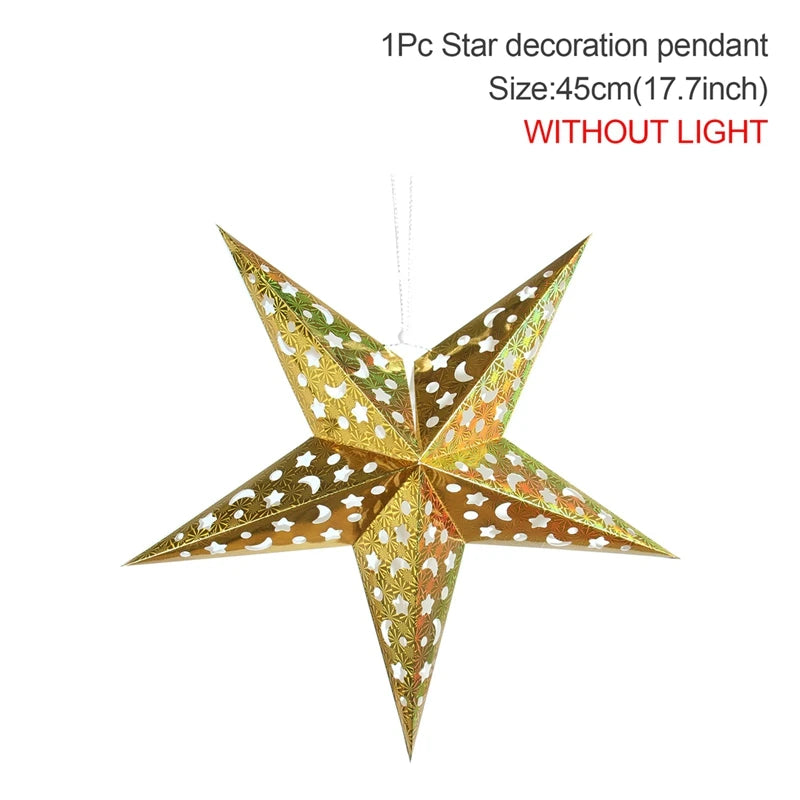 Eid Mubarak Hollow Star Hanging Pendant Ramadan Decor For Home 2025 Islam Muslim Party Mubarak Light Gifts Eid Al Adha Kareem