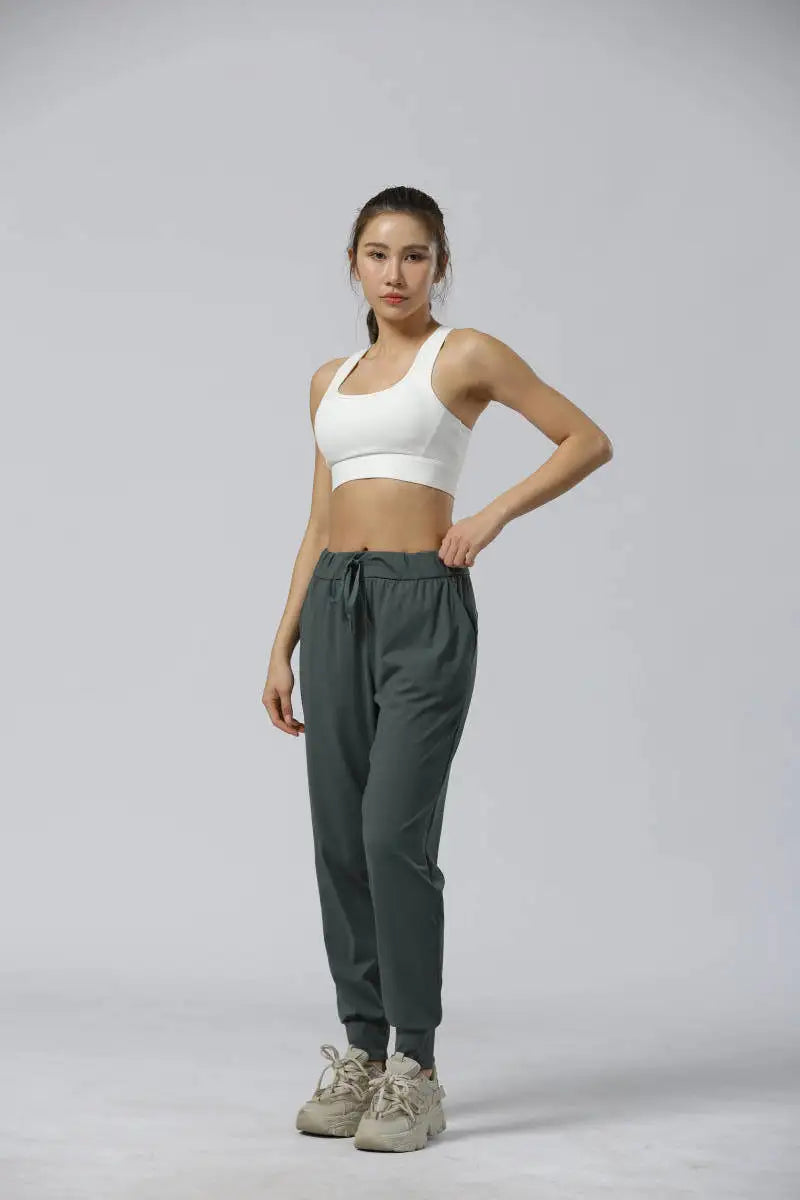 Women Casual Pants Spring Summer Loose Lightweight  Breathable Fitness Harem Pants High Waist Black Casual Soft Rib Leg Pants