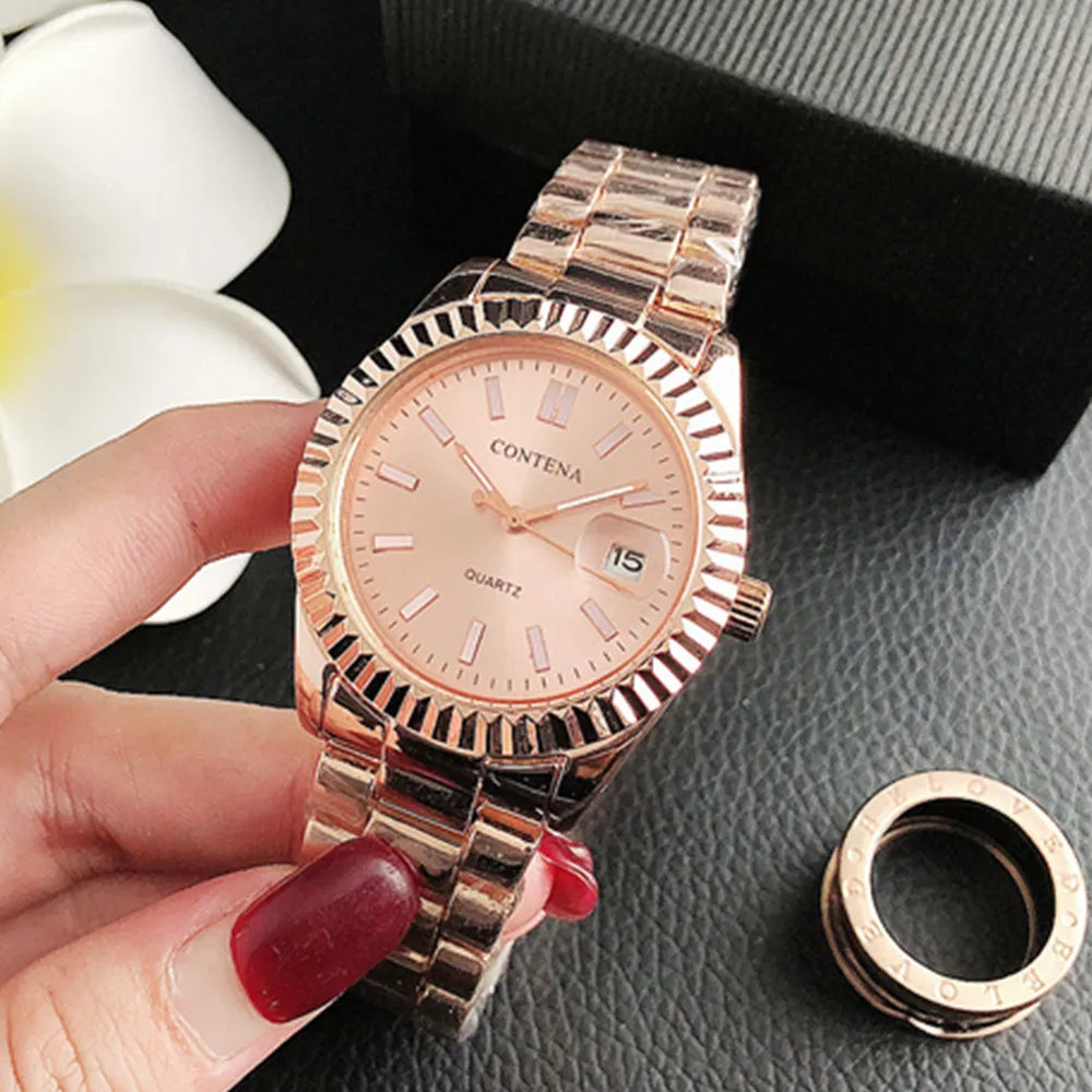 Luxury Women Watches With Calendar Top Brand Stainless Steel Quartz Watch Fashion Business Ladies Wristwatch Clock Gift Montre