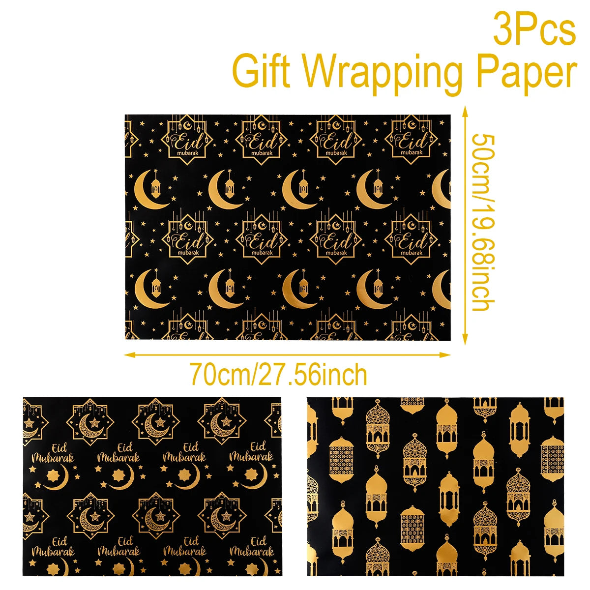 Eid Mubarak Kraft Wrapping Paper Eid Ramadan Kareem Decoration For Home 2025 Islamic Muslim Party Supplies Gifts Eid Al-Fitr