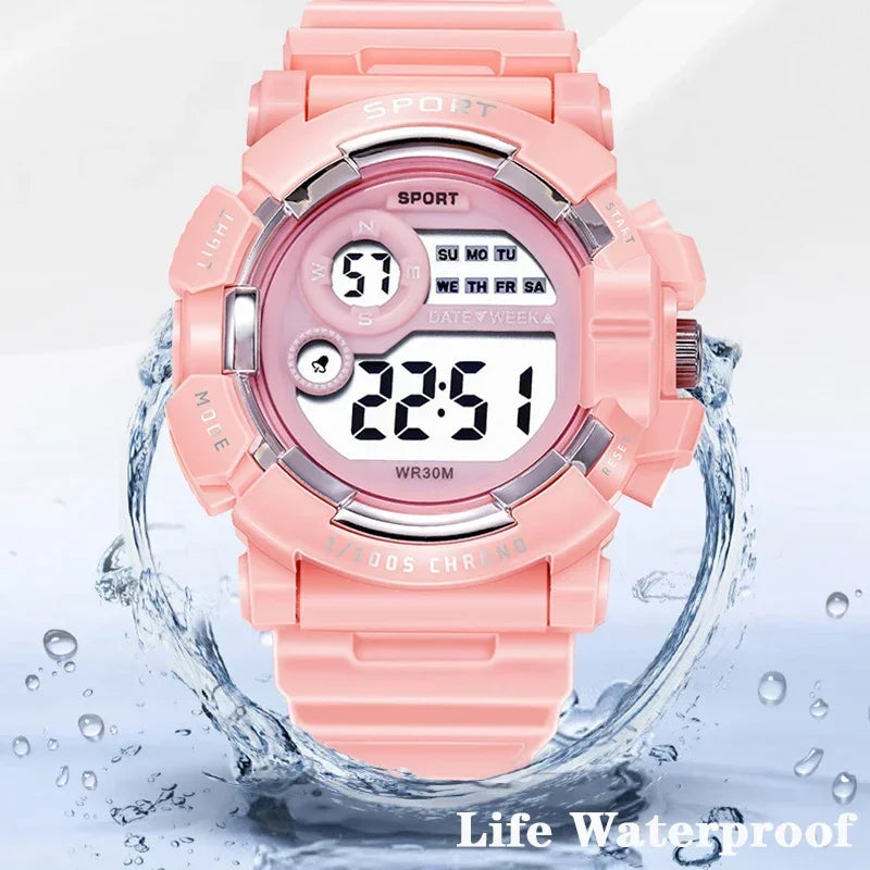 YIKAZE Fashion Sports Watches Men Women Digital Watch Waterproof Luminous Alarm Clock Electronic Wristwatch for Kids Children