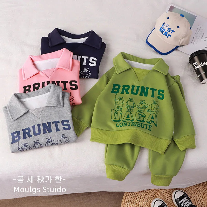 Children Clothes Sets Autumn Winter Polo Sweatshirt+Pants Sport Suits for Kids Boys Girls Warm Tracksuits Kids Clothing