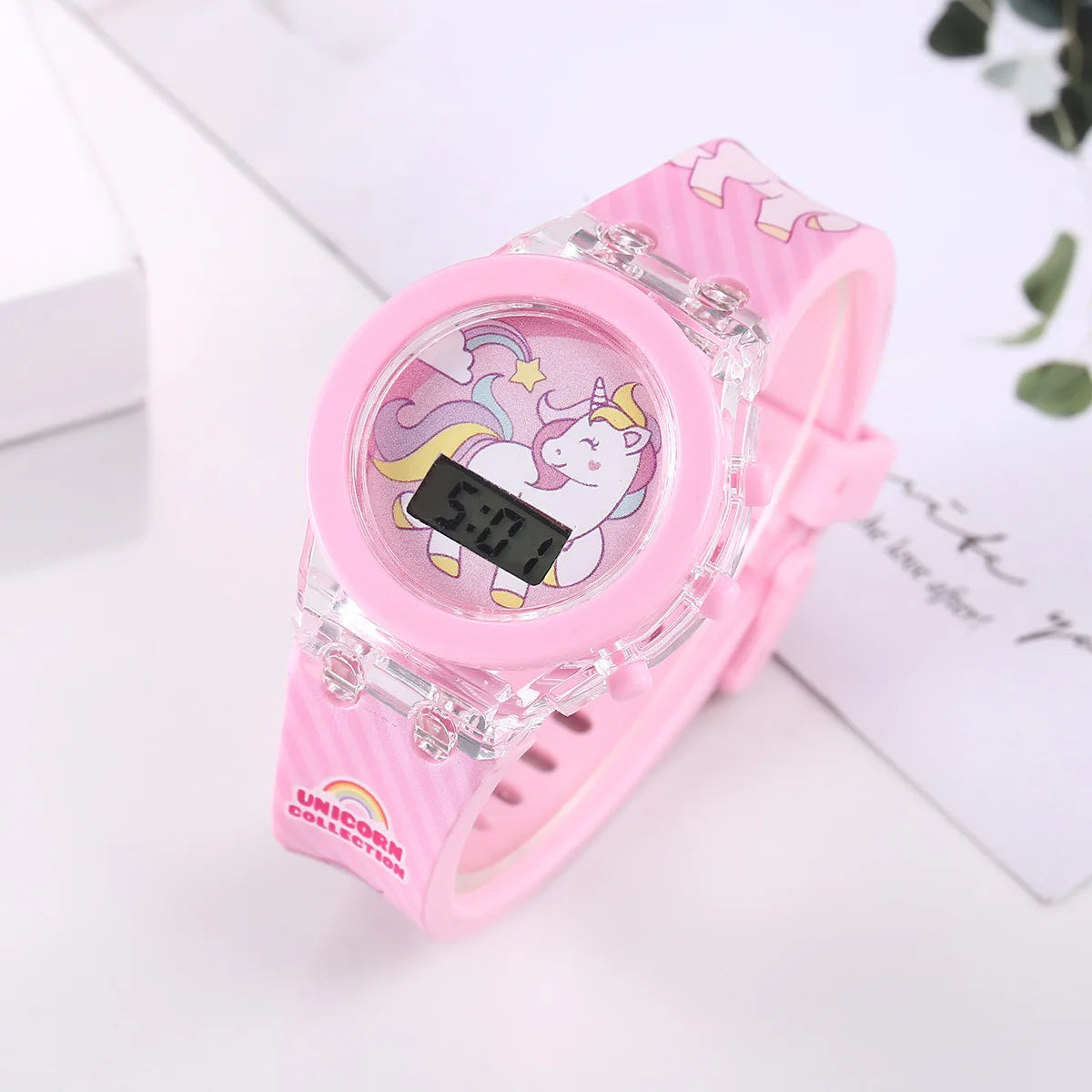 Cute Unicorn Girls Watches with Bracelet Silicone Strap Flash Light Children Watch Women Clock reloj infantil Relogio Feminino