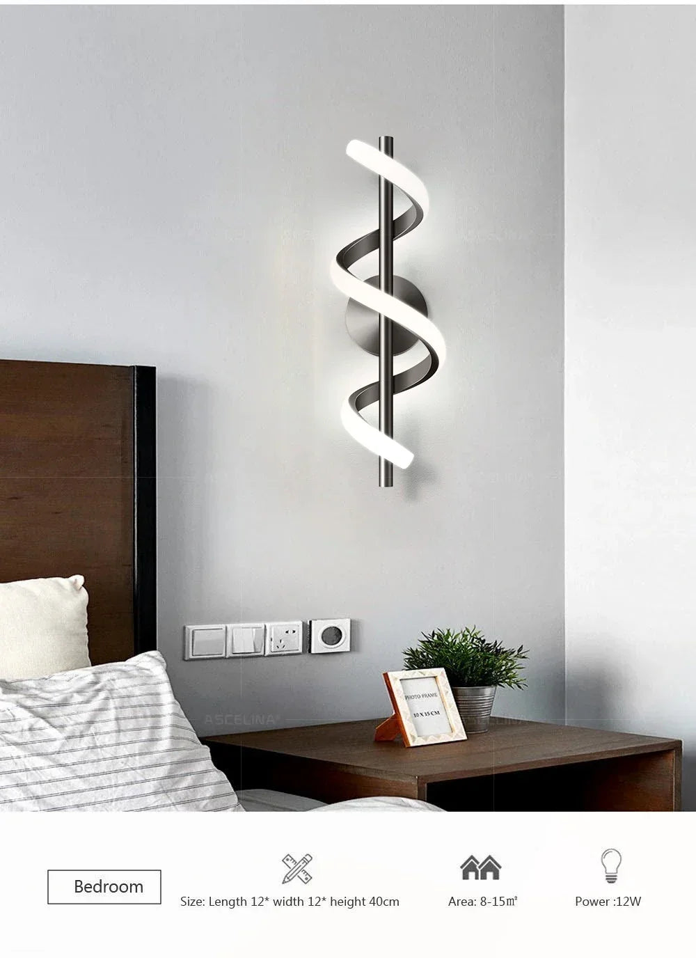 LED Wall Lamp Luxury Black White Gold Wall Decorative Lights For Bedroom Bedside Living Room Corridor Stairs Home Indoor Sconces