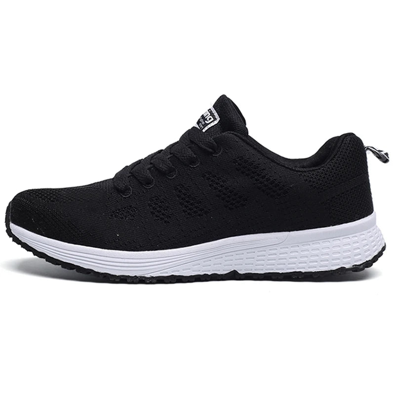 Women's Sneakers 2024 New Fashion Breathable Solid Color Walking Sneakers Women Mesh Fabric Lace Up Shoes Women Female Footwear