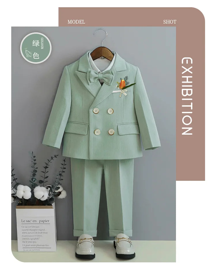 Little Boys Photography Suit Children Wedding Dress Kids Stage Performance Blazer Suit Baby Birthday Formal Ceremony Costume