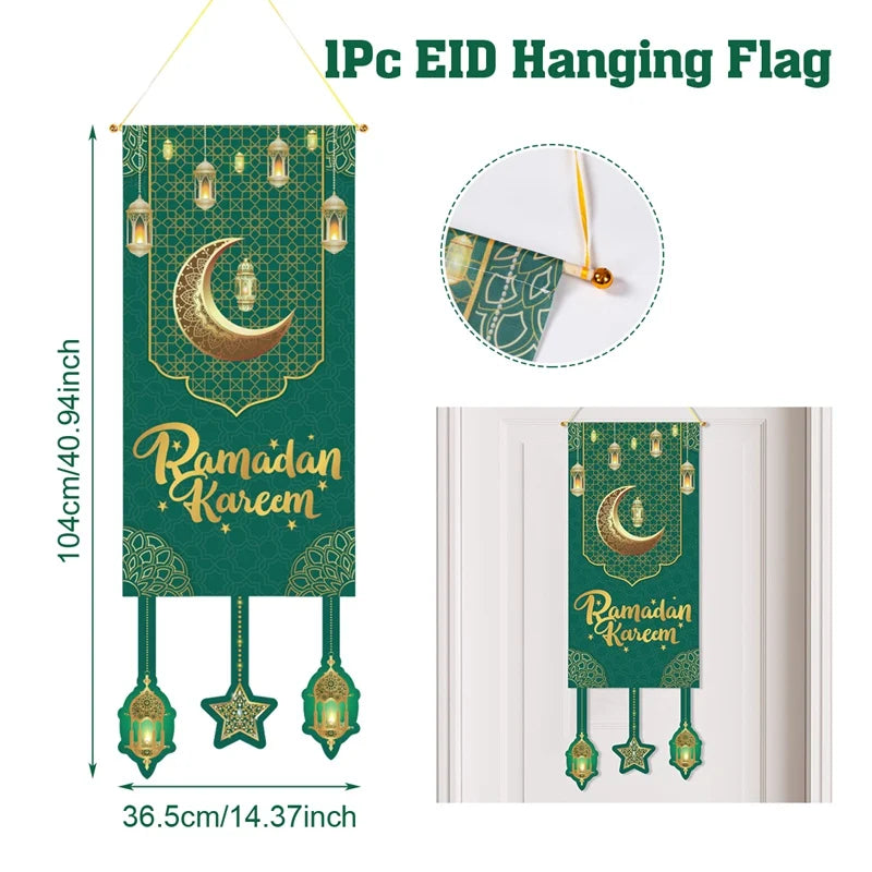 Eid Mubarak Decoration 2025 Hanging Flag Ramadan For Home Door Islamic Muslim Party Decor Ramadan Kareem Banner Eid Al-Fitr Gift