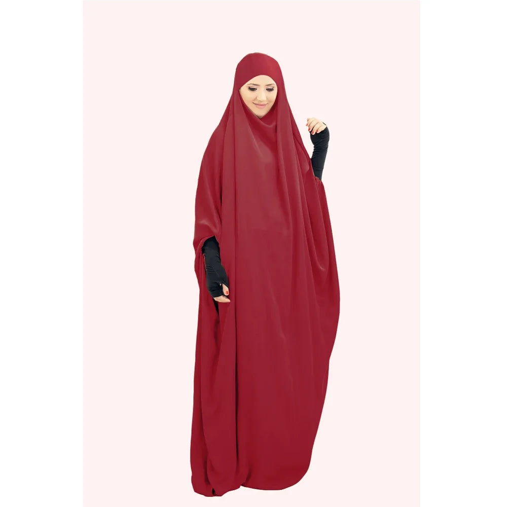 Eid Hooded Muslim Women One Piece Robe Long Khimar Hijab Dress Prayer Garment Abaya Ramadan Gown Abayas Islamic Clothes Niqab