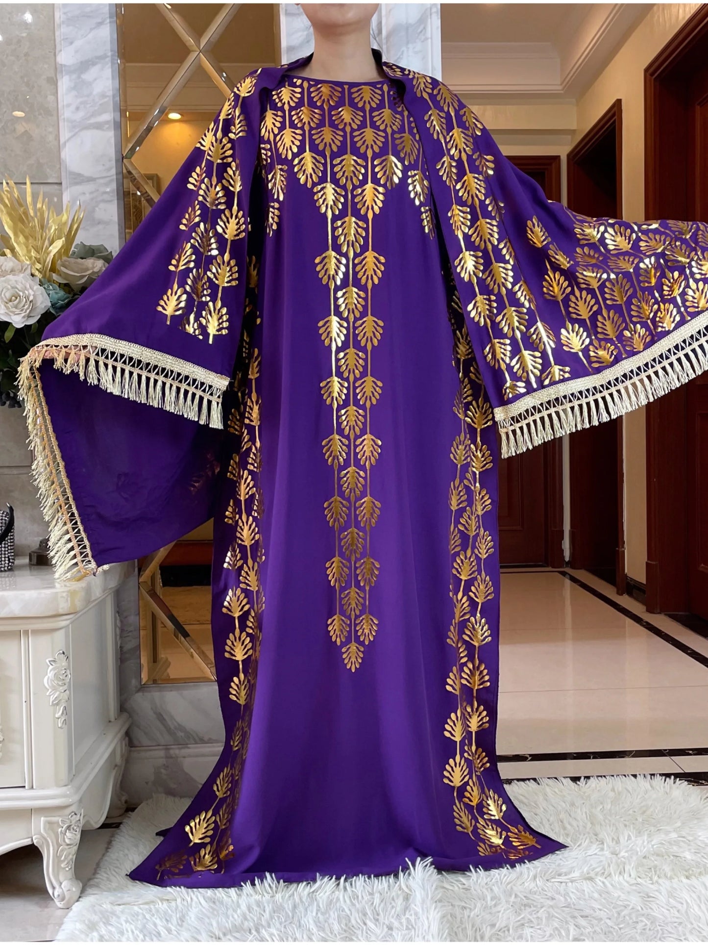 Dubai New Abaya For Women  Summer Short Sleeve Cotton Dress Gold Stamping Loose Lady Maxi Islam African Dress With Big Scarf