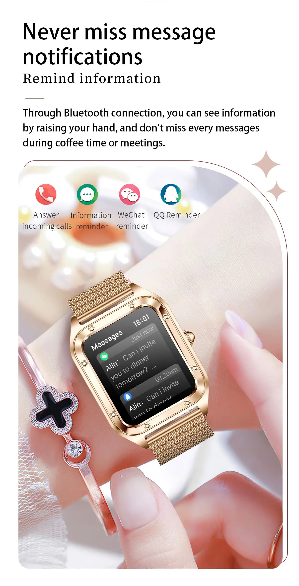 1.57Inch Top Luxury Smart Watch Women Bluetooth Call Blood Pressure Heart rate Sleep Health Monitor Smartwatch For Ladies Gift