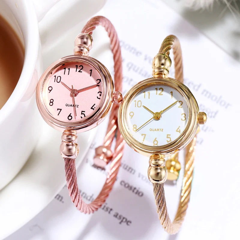 YIKAZE Women Bracelet Watch Small Gold Bangle Women Watches Stainless Steel Retro Ladies Quartz Wristwatch Clock Dress Watch