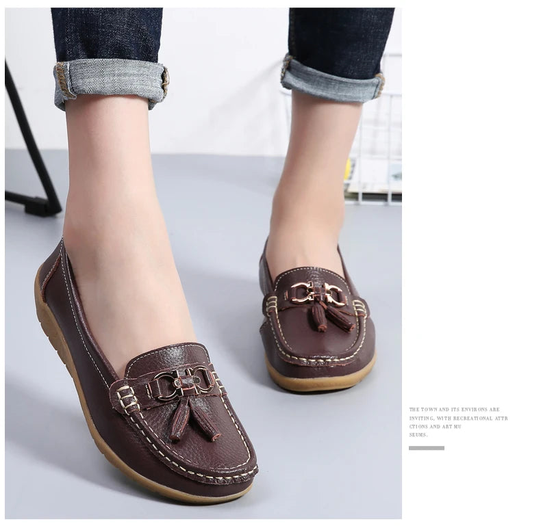 Women Flats Leather Woman Casual Shoes outdoors Slip-on Loafers Female Boat Shoes Fashion Comfortable Ballet Flat Big Size