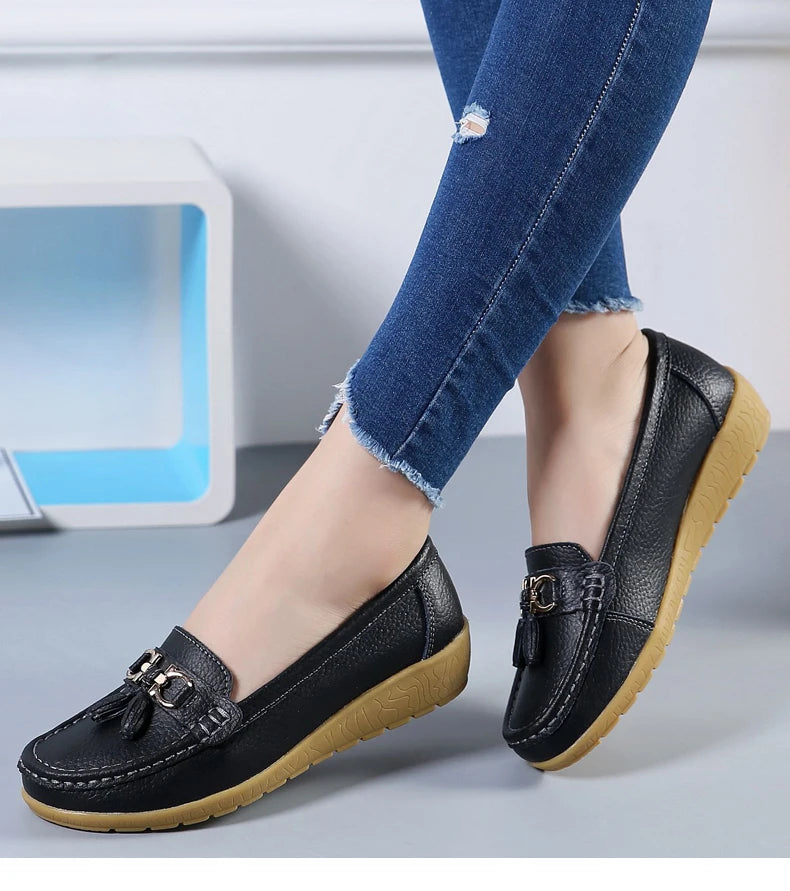 Women Flats Leather Woman Casual Shoes outdoors Slip-on Loafers Female Boat Shoes Fashion Comfortable Ballet Flat Big Size