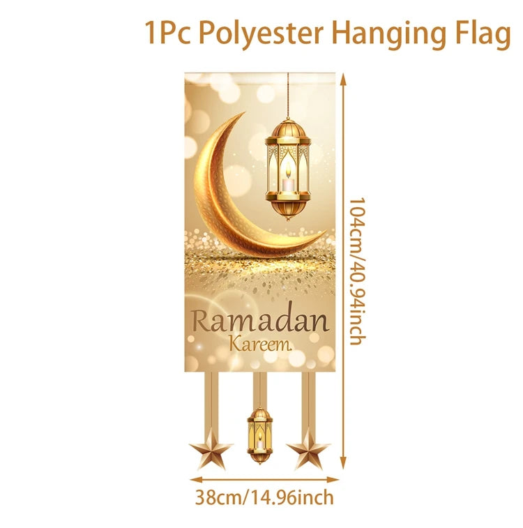 Ramadan Decoration Hanging Flag Eid Mubarak Decor 2025 for Home Islamic Muslim Party Decor Ramadan Kareem Eid Al-Fitr Gift