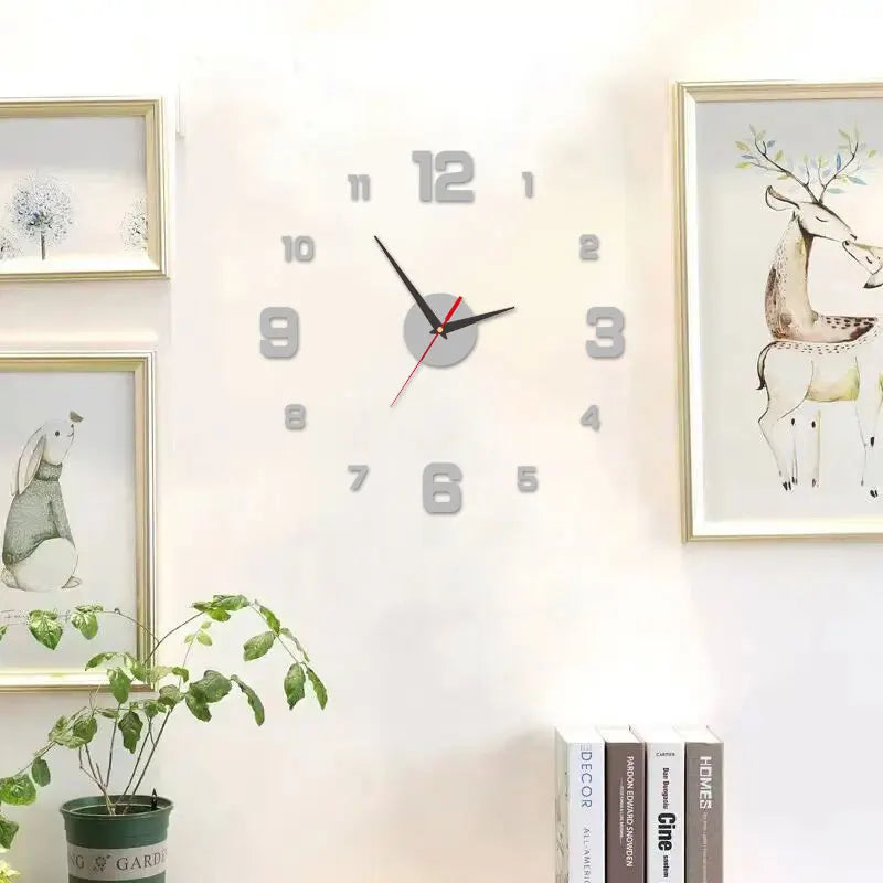 3D Creative Frameless DIY Wall Hanging Clock Wall Stickers Home Mute Digital Clock Living Room Office Wall Decoration