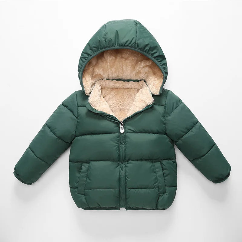 Winter Baby Kids Fleece Jacket For Children Cartoon Coats Autumn Boys Warm Hooded Down Jackets Girls Plush Warm Outerwear