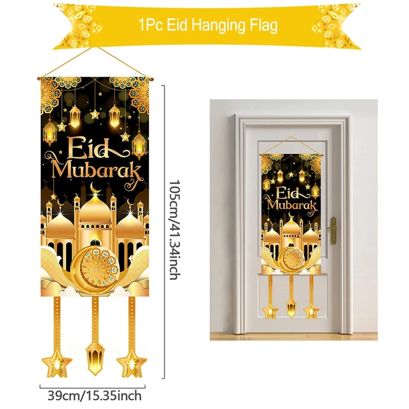 Ramadan Hanging Flag Ramadan Decoration For Home 2024 Kareem Aid EID Mubarak Muslim Islamic Festival Eid Al-fitr Party Supplies