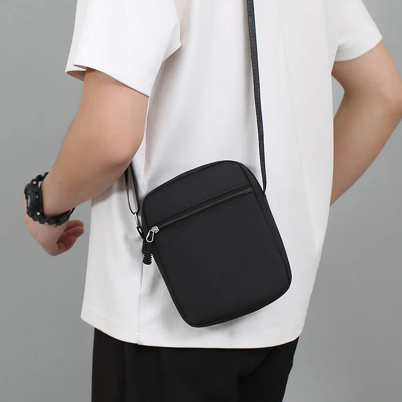 Simple Casual Mini Crossbody Bag Men Nylon Small Shoulder Bag For Men Oxford Black Messenger Side Sling Bag Husband Chest Bag