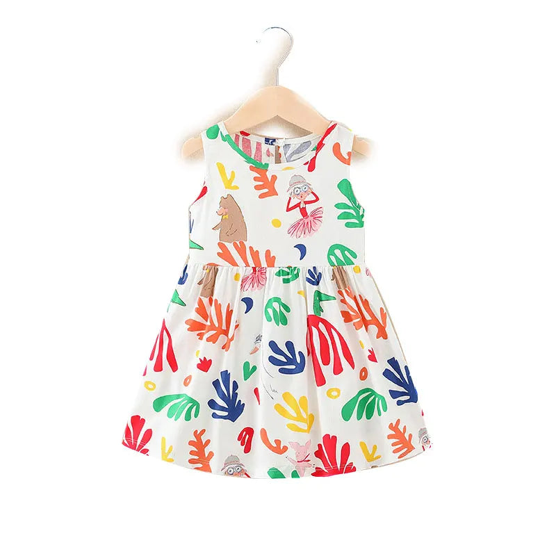 Girl Dress Cotton Summer Kids Clothes Girls Children Flower Dresses Sleeveless Princess Party Outfit Children's Clothing