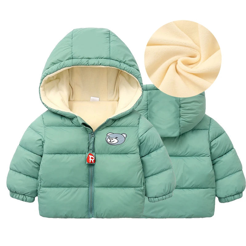 Kids Clothes Children's Jacket Coat Clothing Boy Girl Hooded Thicken Velvet Lining Keep Warm Down Jacket Children Clothing