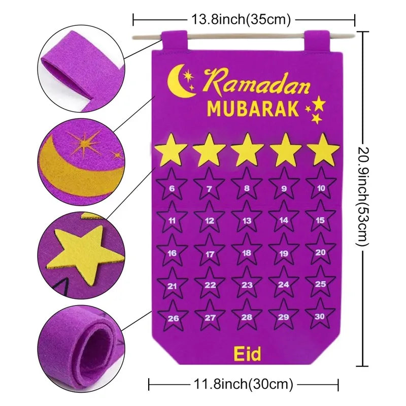 Ramadan Countdown Felt Calendar Eid Mubarak Decorations For Home Islamic Muslim Party Decor Ramadan Kareem Eid Al Adha Kid Gifts