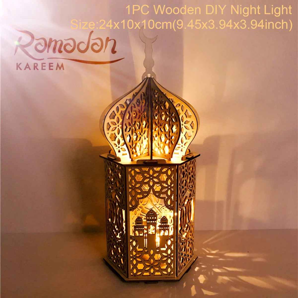 Wooden Palace Ornament Ramadan Decoration For Home 2024 Aid Eid Mubarak Ramadan Kareem Islamic Muslim Festival Party Gift Decor