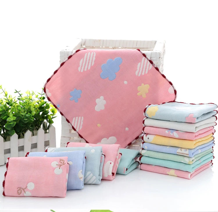 5PCS Baby Towel Bath Towels 100% Cotton Face Washcloth Muslin Squares Hand Wipe Gauze Newborn Bathing Feeding Kids Handkerchief