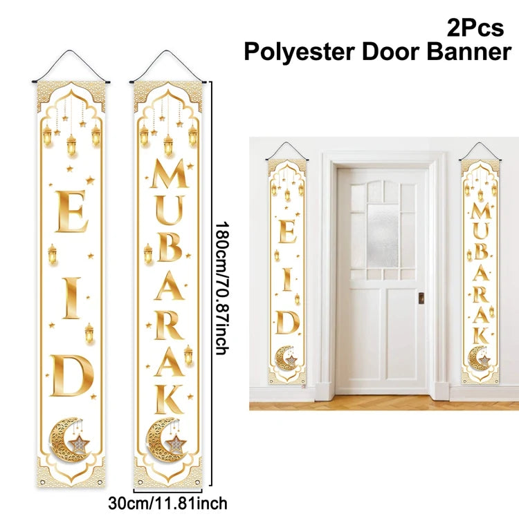 Eid Mubarak Door Banner Ramadan Decoration 2025 for Home Mubarak Ramadan Kareem Islamic Muslim Party Decor  Eid Al Adha Gifts