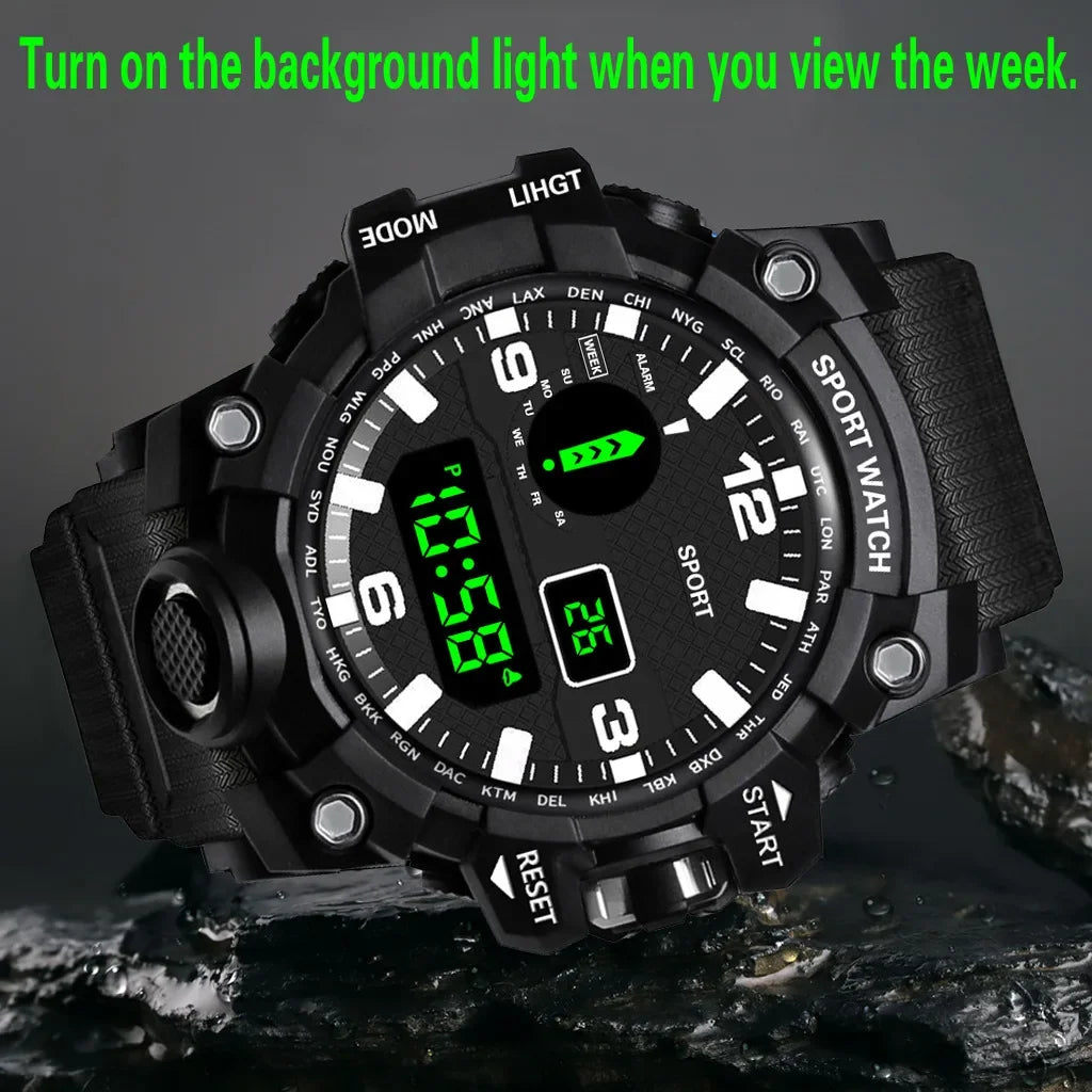 YIKAZE Y02 Sports Men's Watches Multifunction Military Digital Wristwatch Stopwatch Clock LED Electronic Watch for man Student