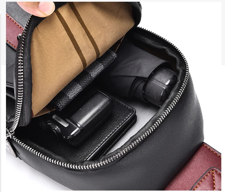 Luxury Brand Man Chest Bag Leather Messenger Bag Male Business Crossbody Bags For Men Sling Bag Black Brown Casual Man Chest Bag