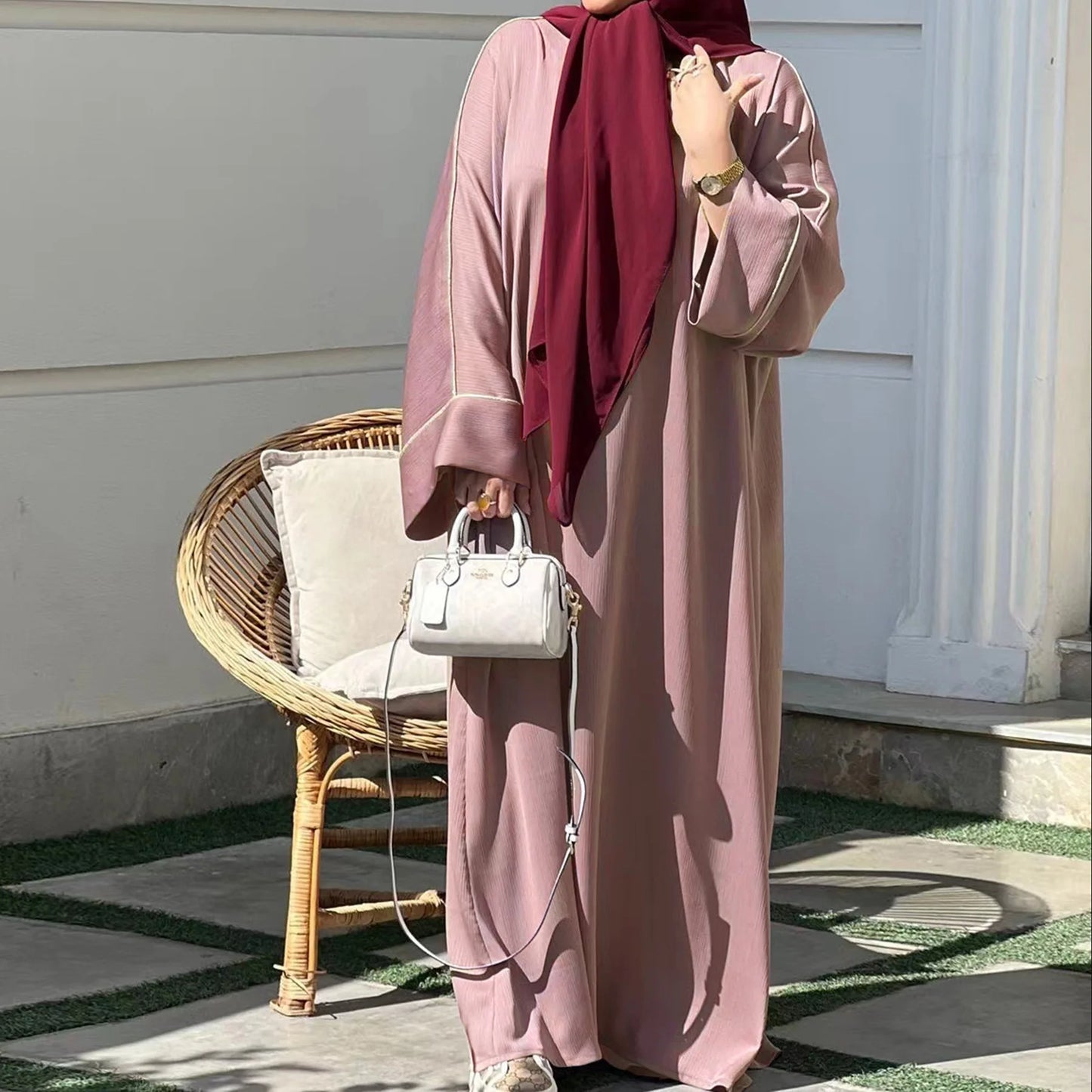 Ramadan Eid Diamond Long Sleeve Djellaba Muslim Dress Dubai Fashion Abaya Thin Muslim Robes Islam Robe Women Satin Long Dress