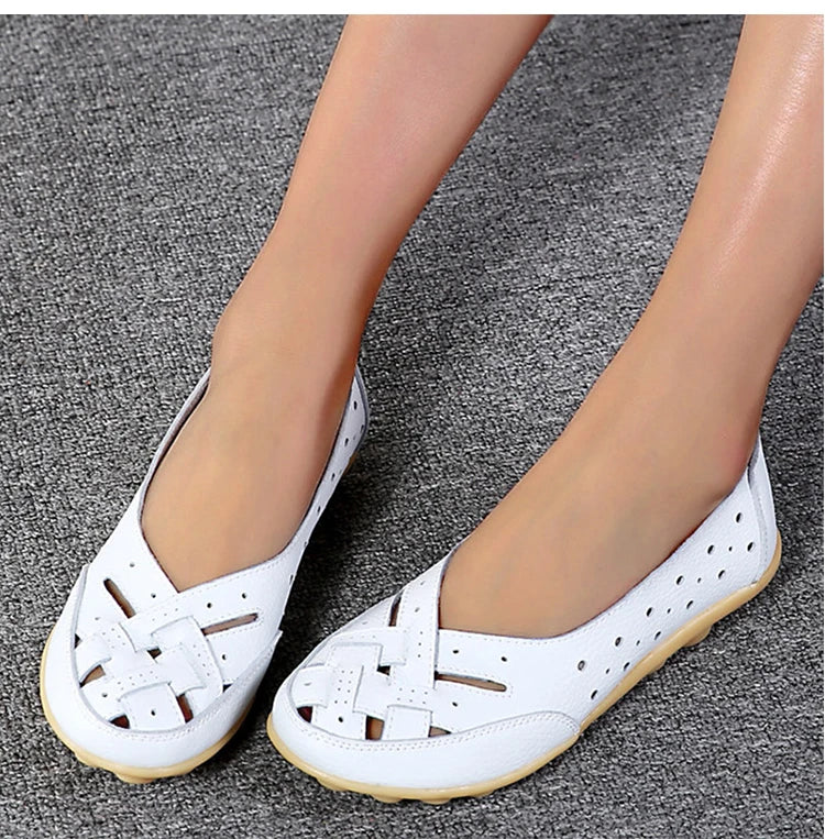 Women Shoes For Summer Flats Soft Leather Shoes Flat Slip On Loafers Women Casual Shoes Breather Moccasins Nursing Zapatos Mujer