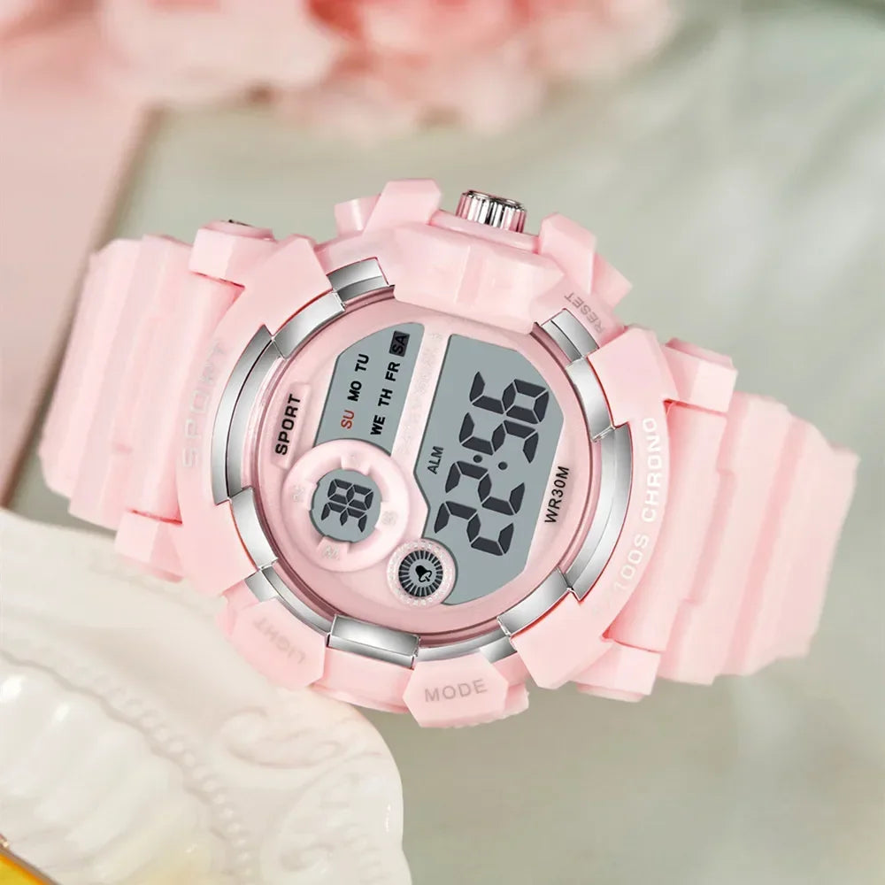 YIKAZE Fashion Sports Watches Men Women Digital Watch Waterproof Luminous Alarm Clock Electronic Wristwatch for Kids Children