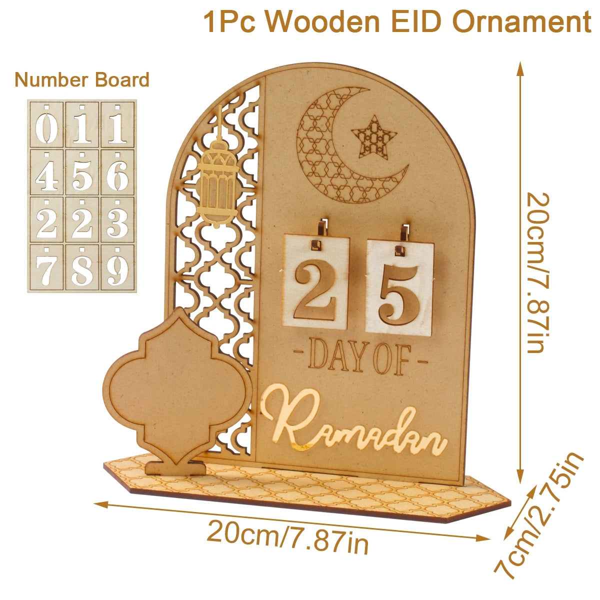 Acrylic Ramadan Countdown Calendar EID Mubarak Ornament Ramadan Decorations for Home Muslim Islamic Festival Party Supplies 2024