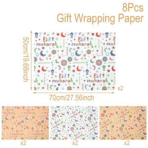 Eid Mubarak Kraft Wrapping Paper Eid Ramadan Kareem Decoration For Home 2025 Islamic Muslim Party Supplies Gifts Eid Al-Fitr