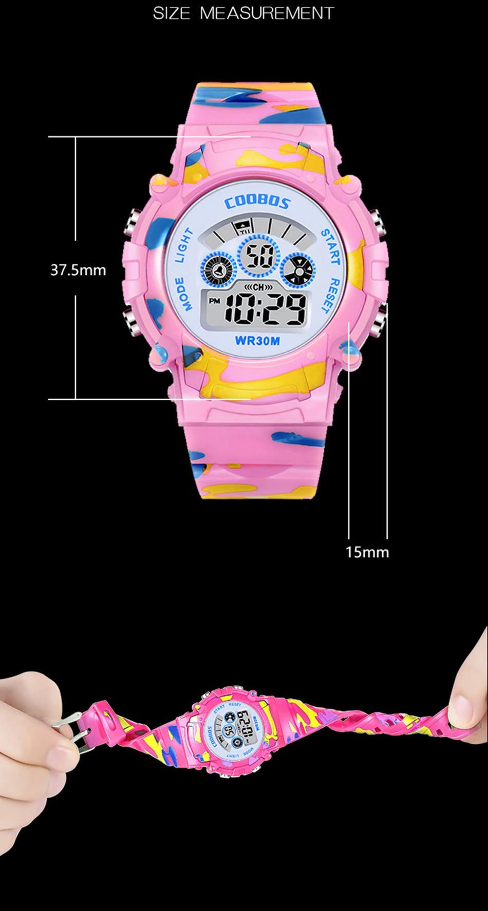 Electronic Watch For Boys Girls Children Luminous Dial Military Sport Watches for Kids Waterproof Multi-function Digital Watch