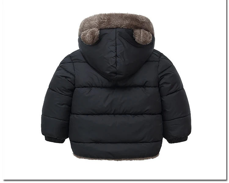 Children Thick Down Jackets Winter Thicken Plush Coats For Boys Girls Solid Color Hooded Jackets 2-6 Years Kids Parka Outerwear