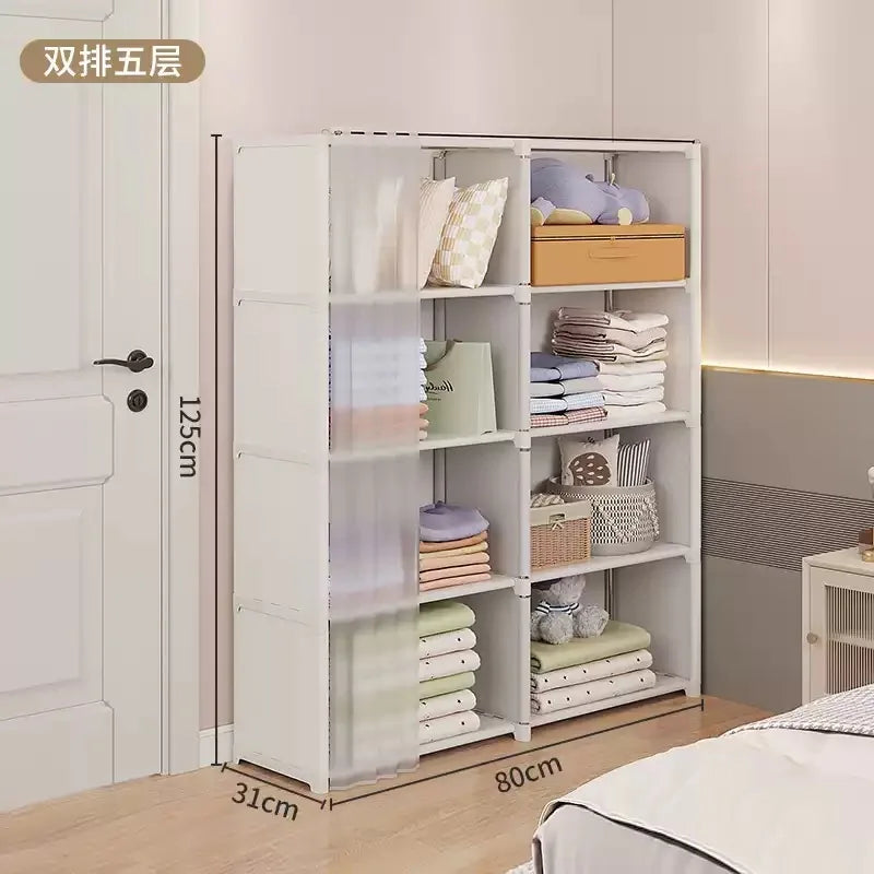 Dustproof Wardrobe Household Bedroom Multipurpose Storage Rack Simple Assembly Storage Cabinet Rental Room Multi-layer Wardrobe