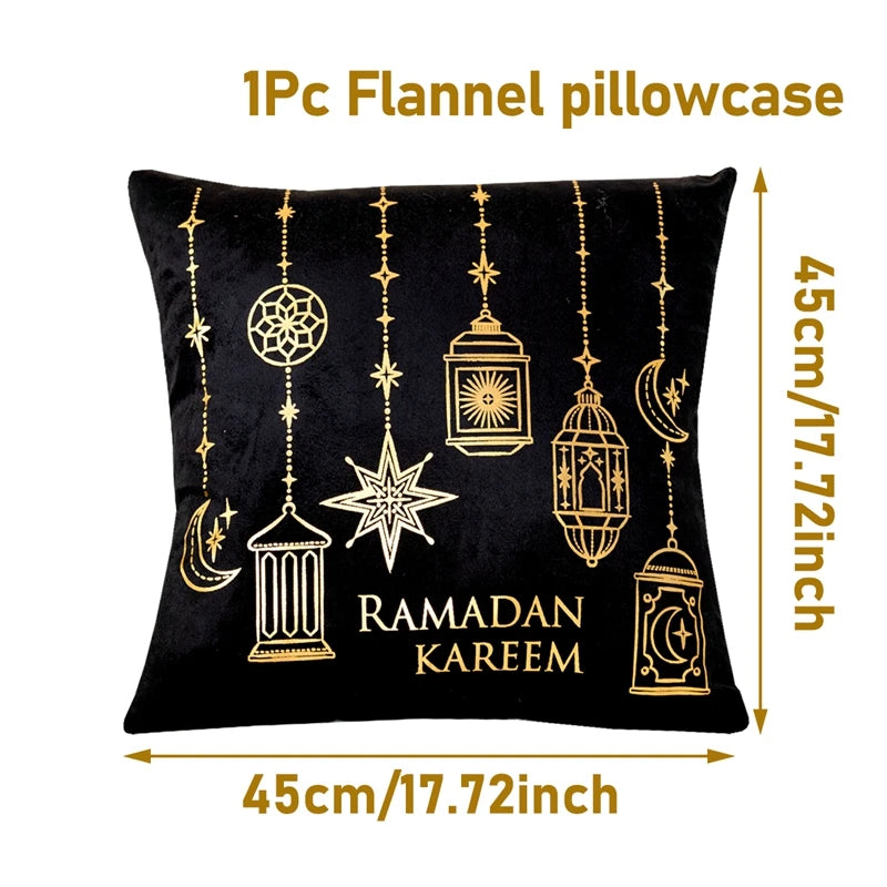 Eid Mubarak Cushion Cover Ramadan Decoration 2025 For Home Gold Foil Pillow Cover Ramadan Kareem Islamic Muslim Eid Al Adha Gift