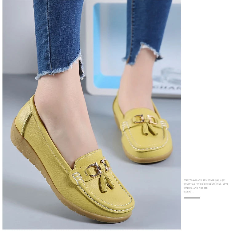 Women Flats Leather Woman Casual Shoes outdoors Slip-on Loafers Female Boat Shoes Fashion Comfortable Ballet Flat Big Size