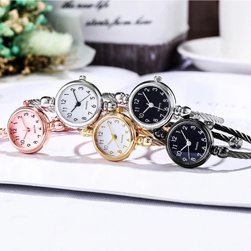 YIKAZE Women Bracelet Watch Small Gold Bangle Women Watches Stainless Steel Retro Ladies Quartz Wristwatch Clock Dress Watch