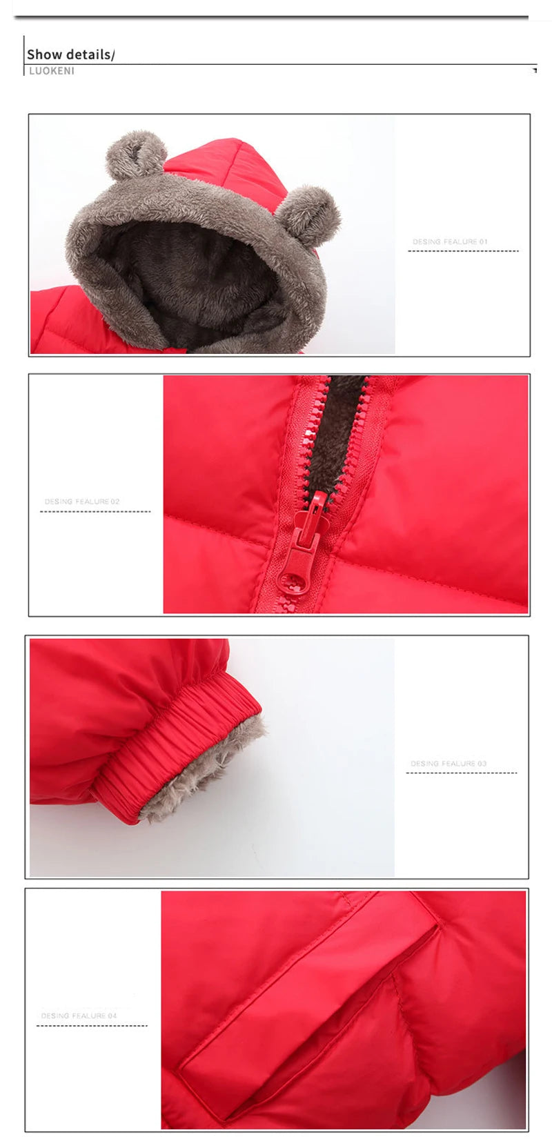 Cashmere Children Coat Winter Thicken Warm Down Jacket Boys Girls Zipper Hooded Kids Jacket Coats Outwear Children Clothing