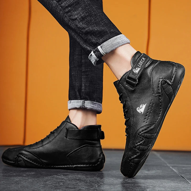 Leather Casual Shoes for Men Sneakers Luxury 2023 New In Male Fashion Loafers Shoes Lace Up Men Ankle Boots Comfortable Man Shoe