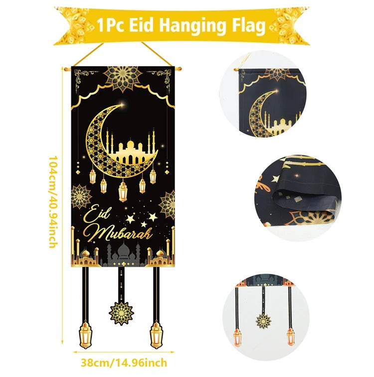 Ramadan Decoration Hanging Flag Eid Mubarak Decor 2025 for Home Islamic Muslim Party Decor Ramadan Kareem Eid Al-Fitr Gift