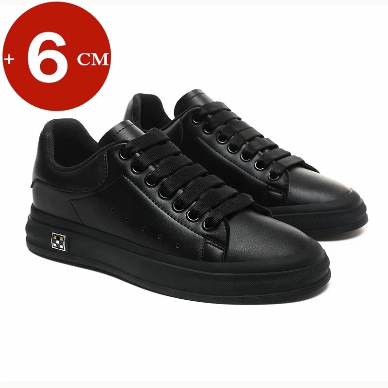 Casual Lift Sneakers Men Elevator Shoes Height Increase Insole 6cm White Black Taller Shoes Men Fashion Sports Plus Size 37-46